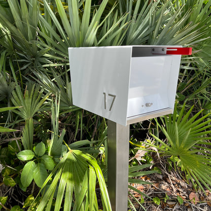 NEW!!!!   QUICK SHIP UptownBox in ARCTIC WHITE on WHITE - Modern Mailbox