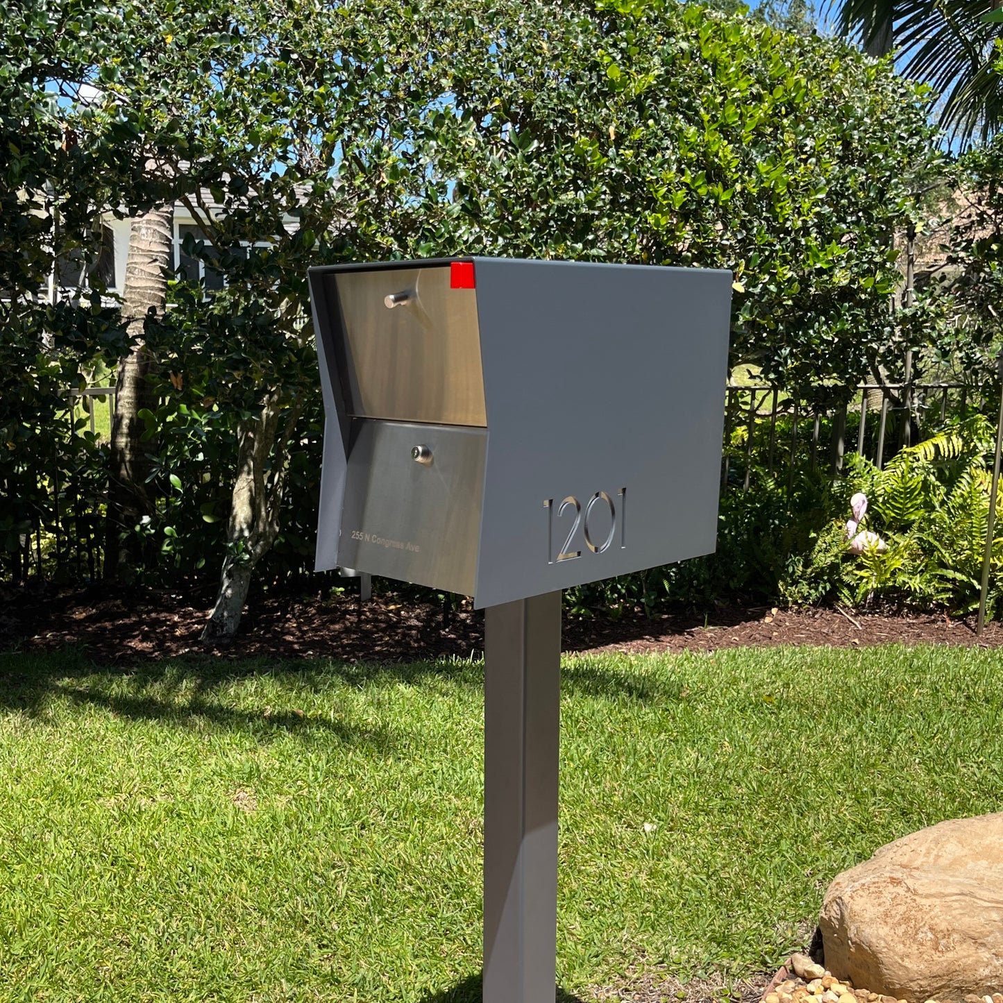 NEW! The Retrobox Locking Package Dropbox in GRAY- Modern Mailbox