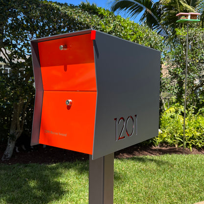 NEW! The Retrobox Locking Package Dropbox in GRAY- Modern Mailbox