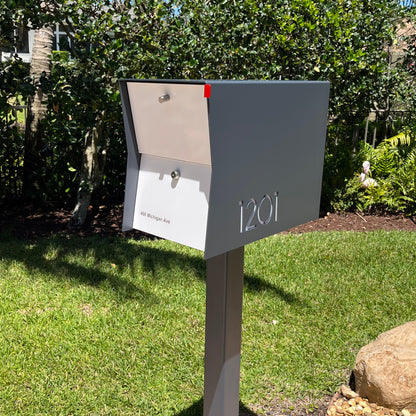 NEW! The Retrobox Locking Package Dropbox in GRAY- Modern Mailbox