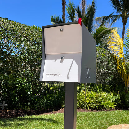NEW! The Retrobox Locking Package Dropbox in GRAY- Modern Mailbox