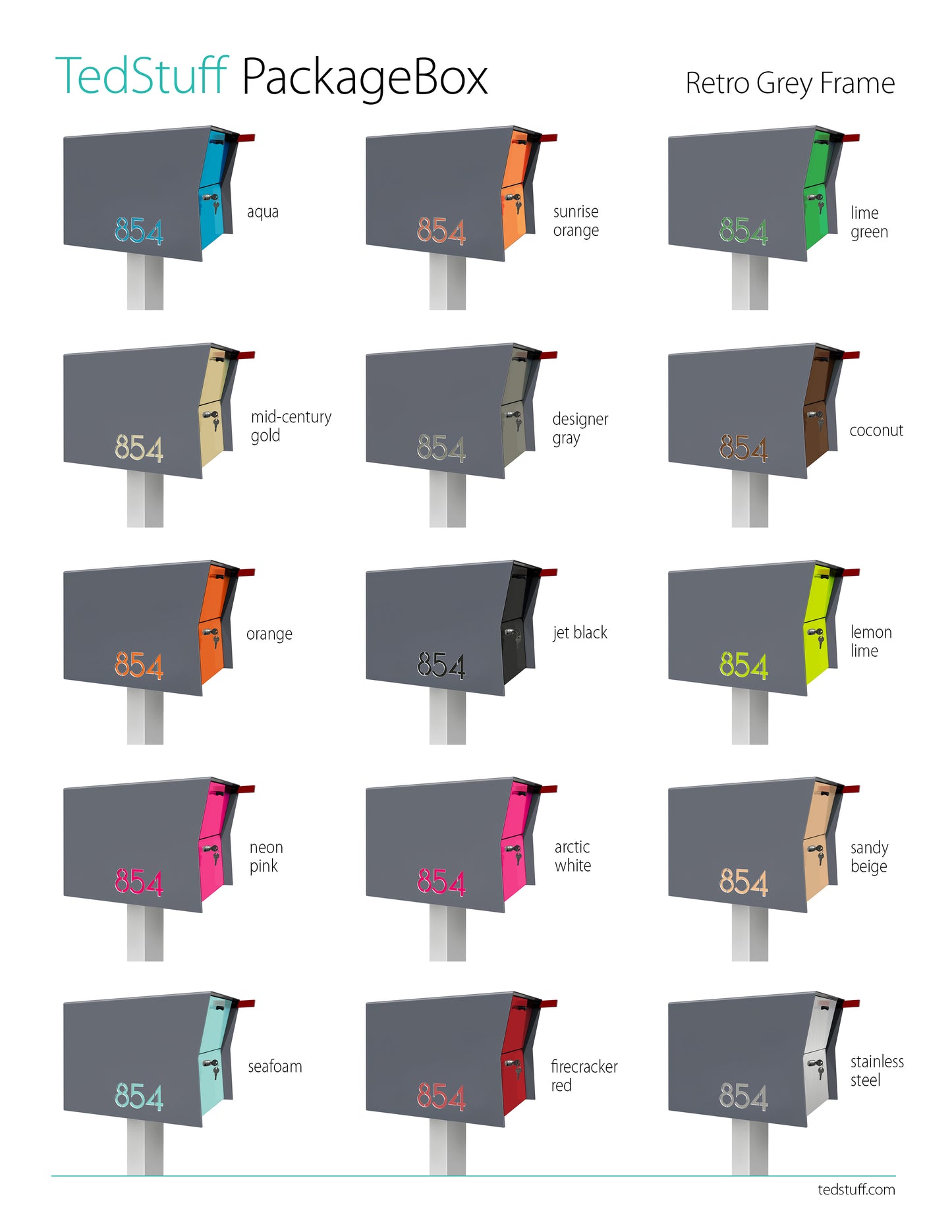 NEW! The Retrobox Locking Package Dropbox in GRAY- Modern Mailbox