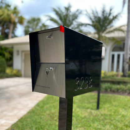 NEW! The UpTown Box Locking Package Dropbox  in JET BLACK - Modern Mailbox