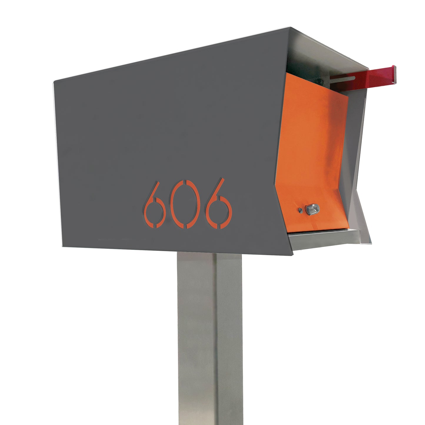 The Original Retrobox in DESIGNER GRAY - Modern Mailbox grey and orange