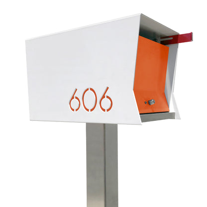 The Original Retrobox in ARCTIC WHITE - Modern Mailbox orange and white