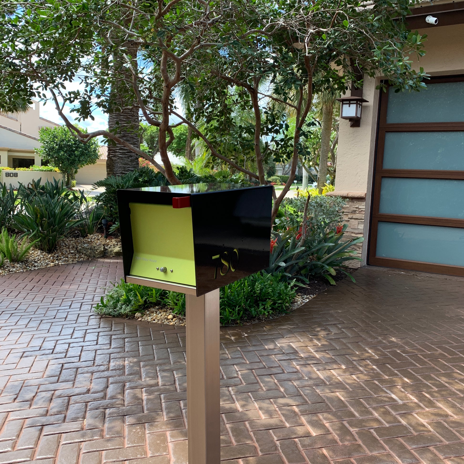 The Original UptownBox in JET BLACK - Modern Mailbox black lime