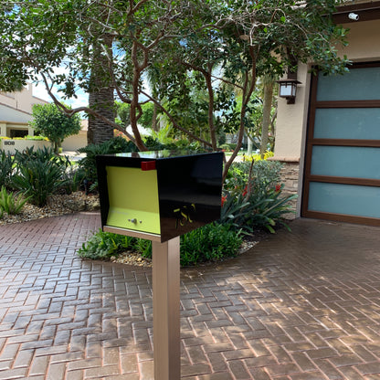 The Original UptownBox in JET BLACK - Modern Mailbox black lime