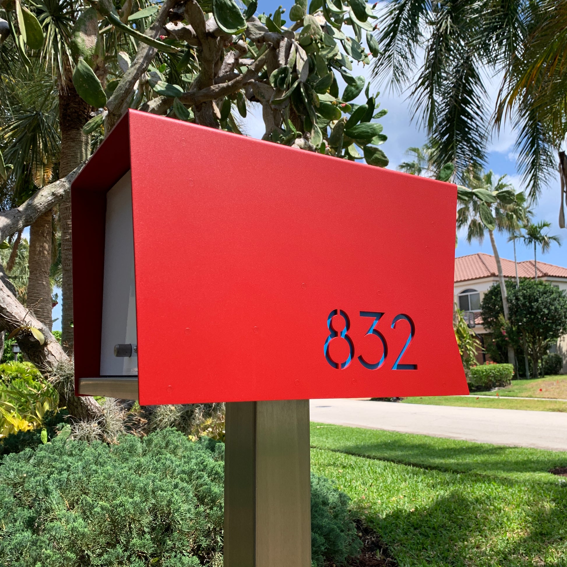 The Original UptownBox in CUSTOM COLORS - Modern Mailbox red black