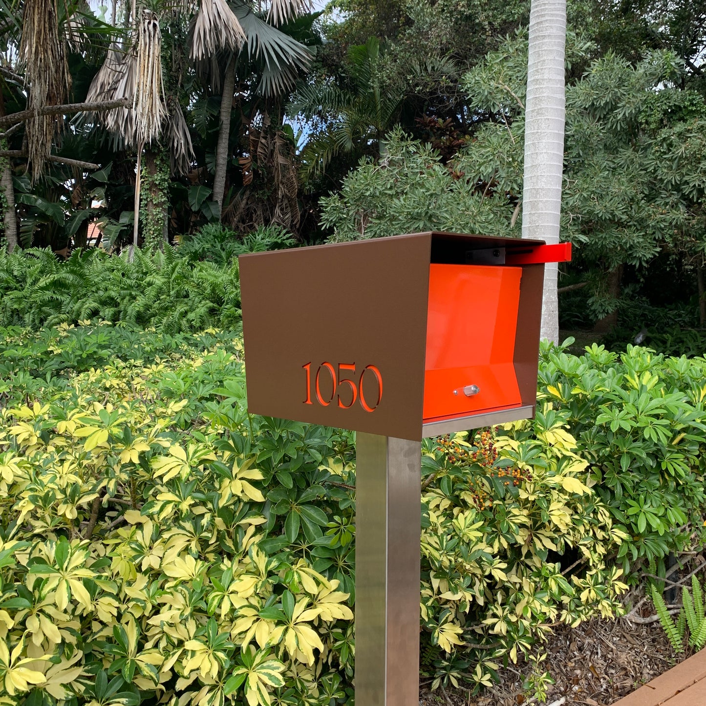 The Original UptownBox in COCONUT - Modern Mailbox brown red