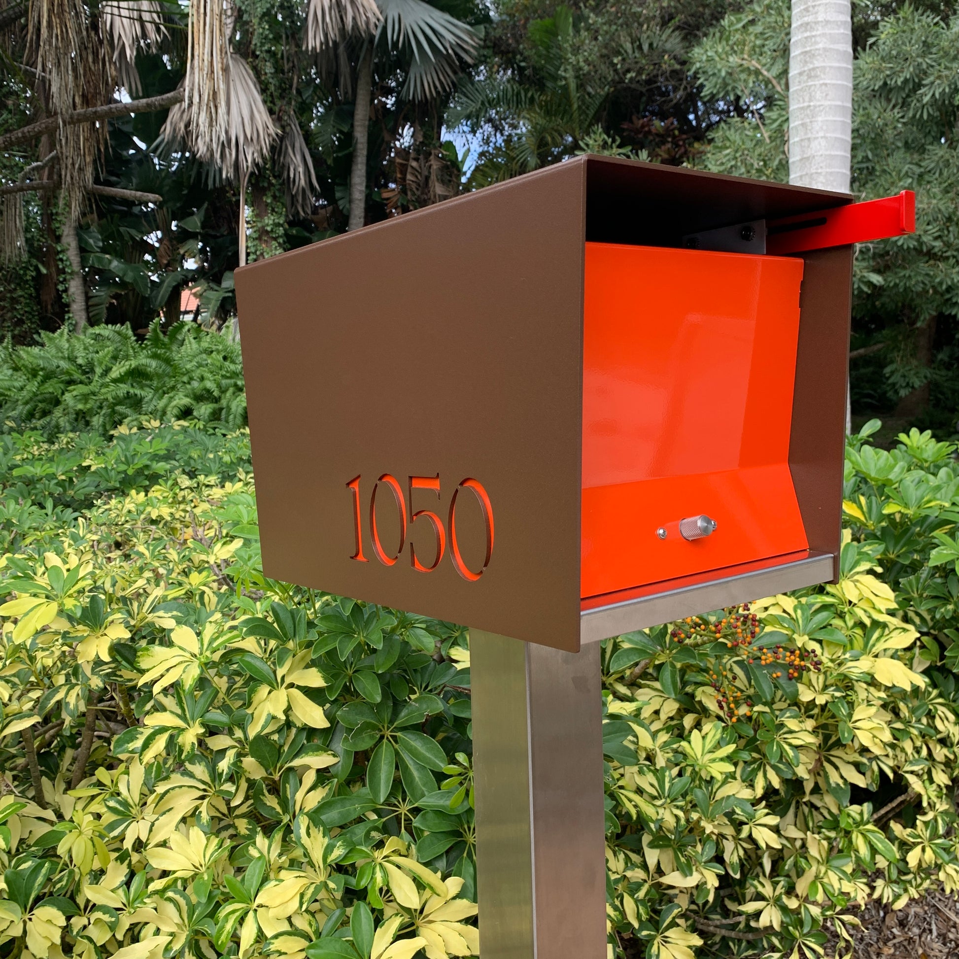 The Original UptownBox in COCONUT - Modern Mailbox brown red