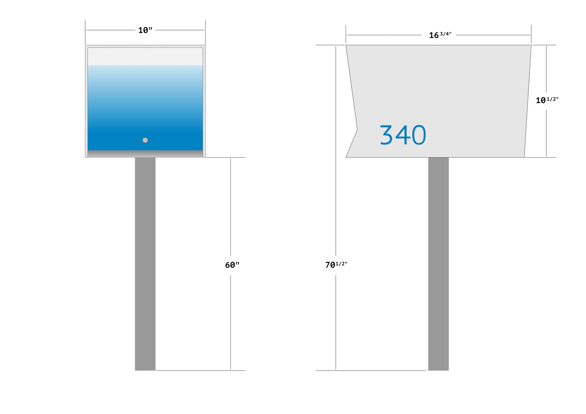 The Original UptownBox in DESIGNER GRAY - Modern Mailbox white blue blueprint