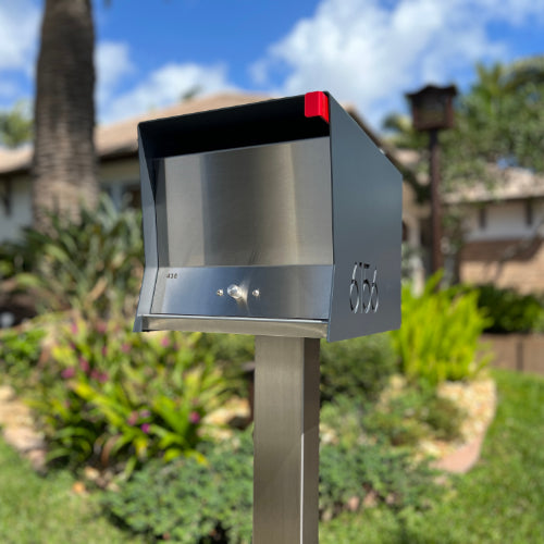 The Original Retrobox in DESIGNER GRAY - Modern Mailbox grey and steel