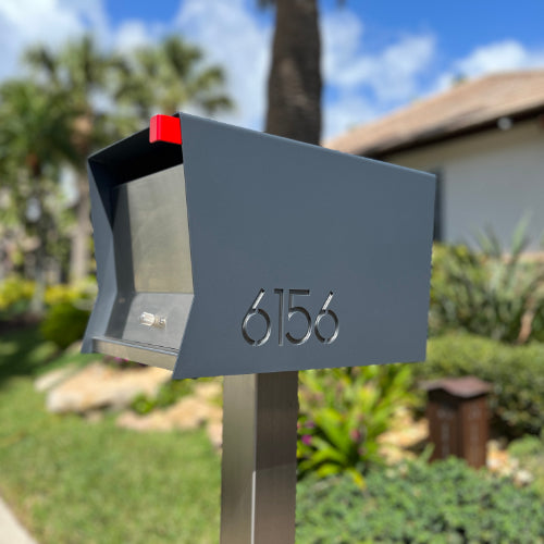 The Original Retrobox in DESIGNER GRAY - Modern Mailbox grey and steel