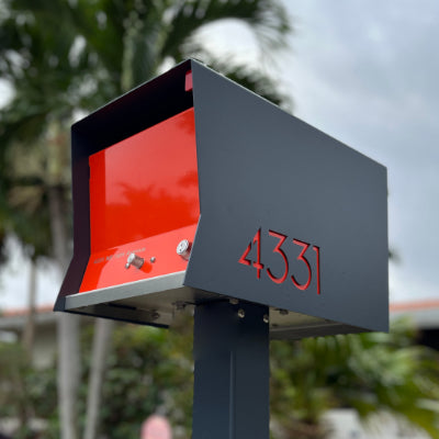 The Original Retrobox in DESIGNER GRAY - Modern Mailbox grey and red