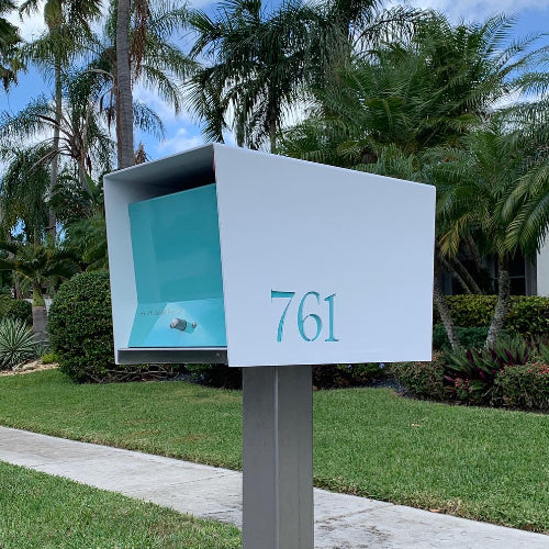 The Original UptownBox in ARCTIC WHITE - Modern Mailbox white seafoam