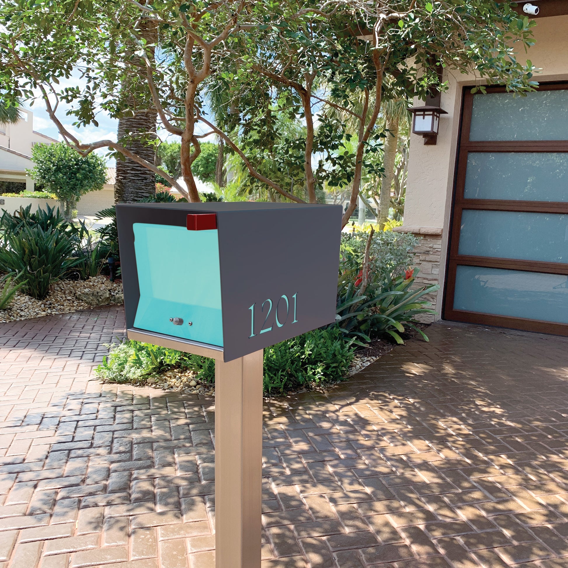 The Original UptownBox in DESIGNER GRAY - Modern Mailbox grey blue