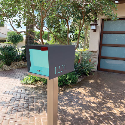 The Original UptownBox in DESIGNER GRAY - Modern Mailbox grey blue