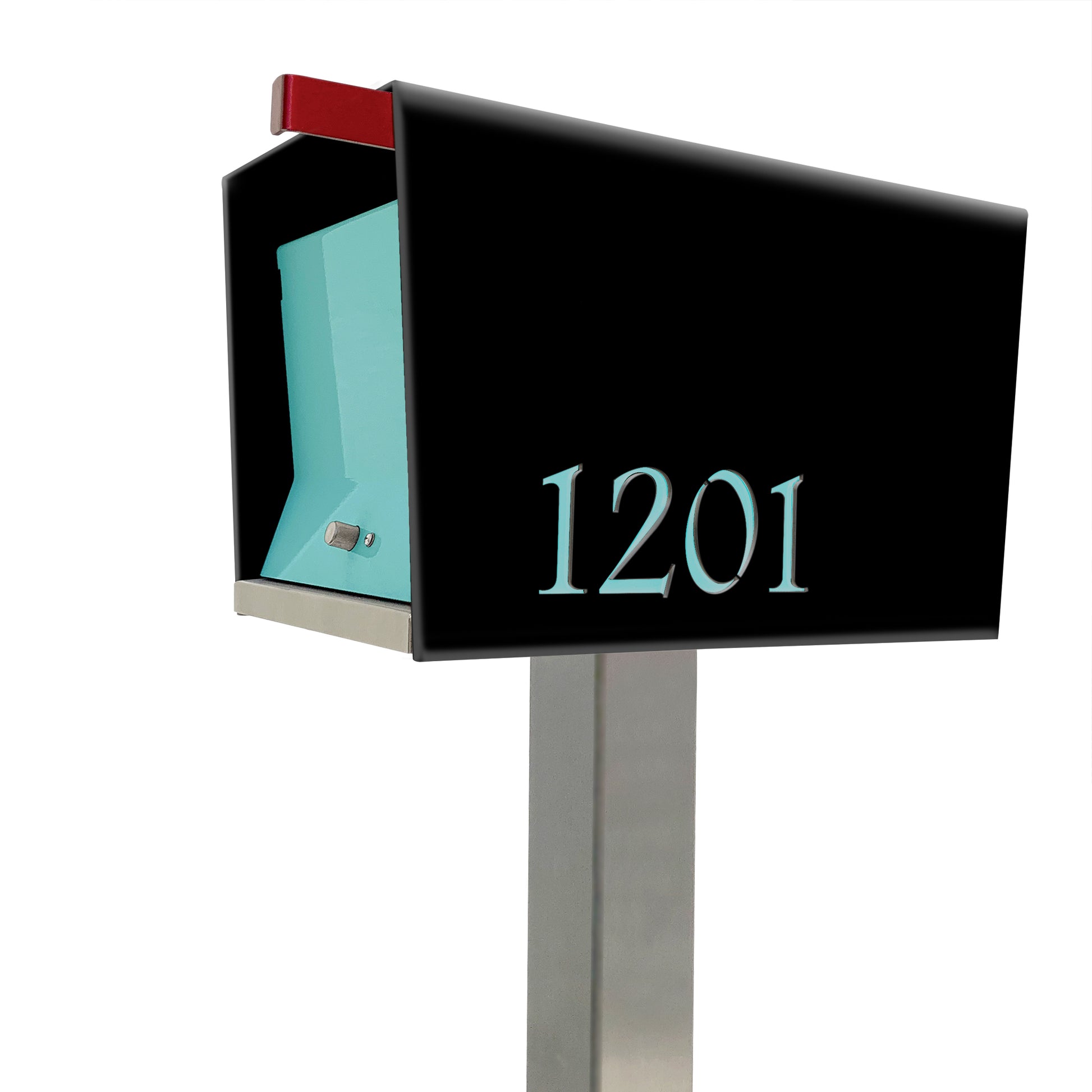 The Original UptownBox in JET BLACK - Modern Mailbox black seafoam