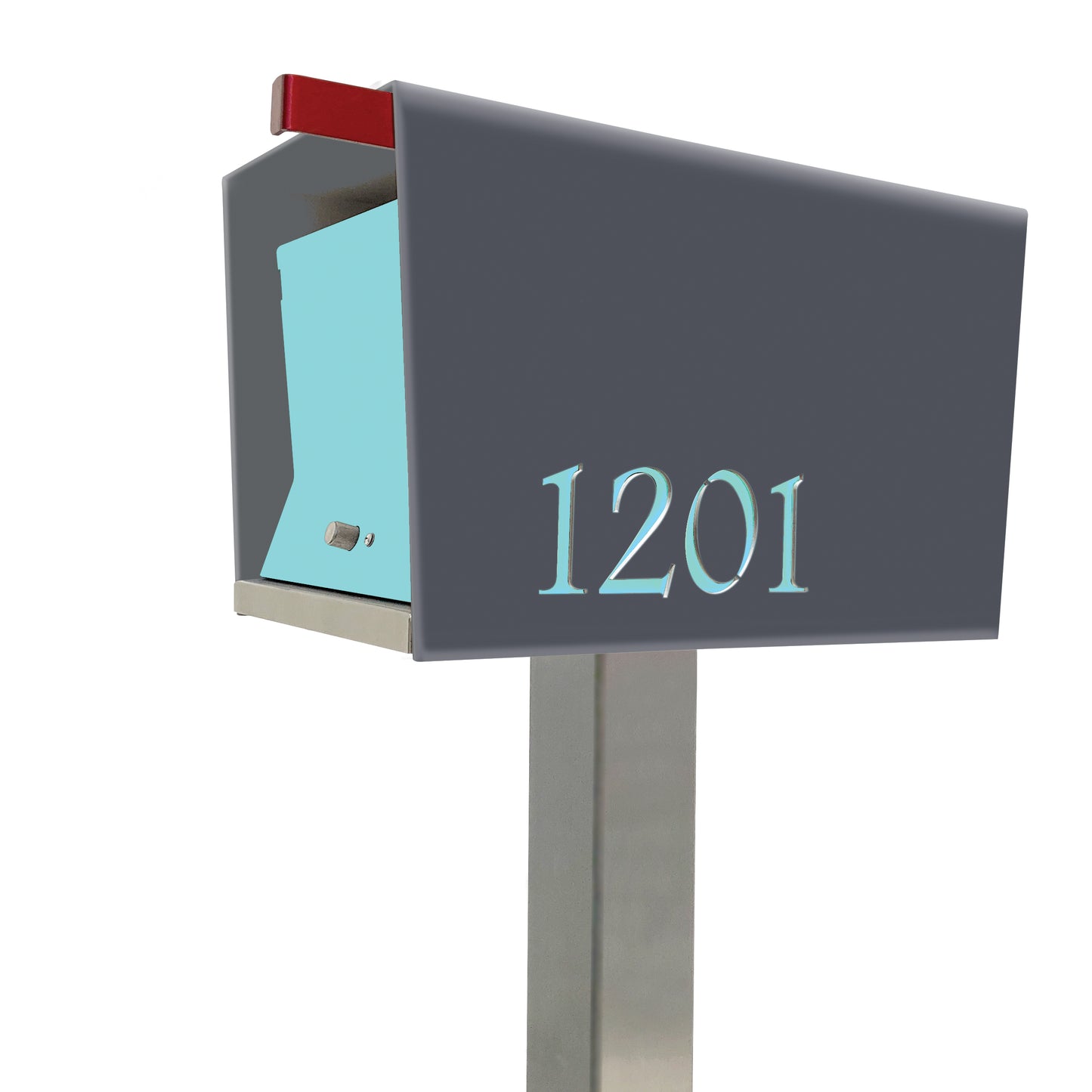 The Original UptownBox in DESIGNER GRAY - Modern Mailbox gray blue