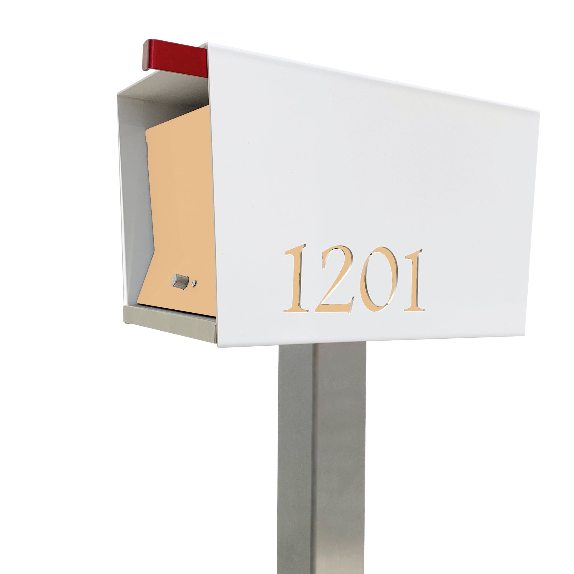 The Original UptownBox in ARCTIC WHITE - Modern Mailbox white peach